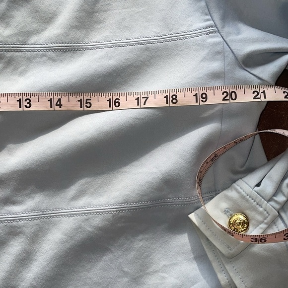 St John Vintage Oversize Lt Blue Barn Jacket Stretch Cotton Logo Button Sz Small - Picture 8 of 10